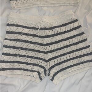 Aerie Athletic Shorts White and Blue Striped